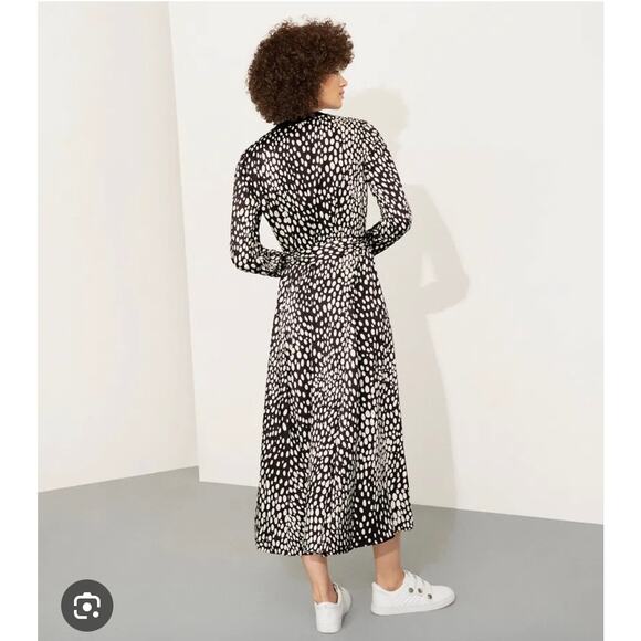 Karen Millen Black White Cheetah Animal Print Long Sleeve Midi Dress Size 4 NWT - Picture 2 of 13